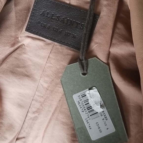NWT Allsaints Balfern Leather Jacket Dusty Pink S - Picture 6 of 9